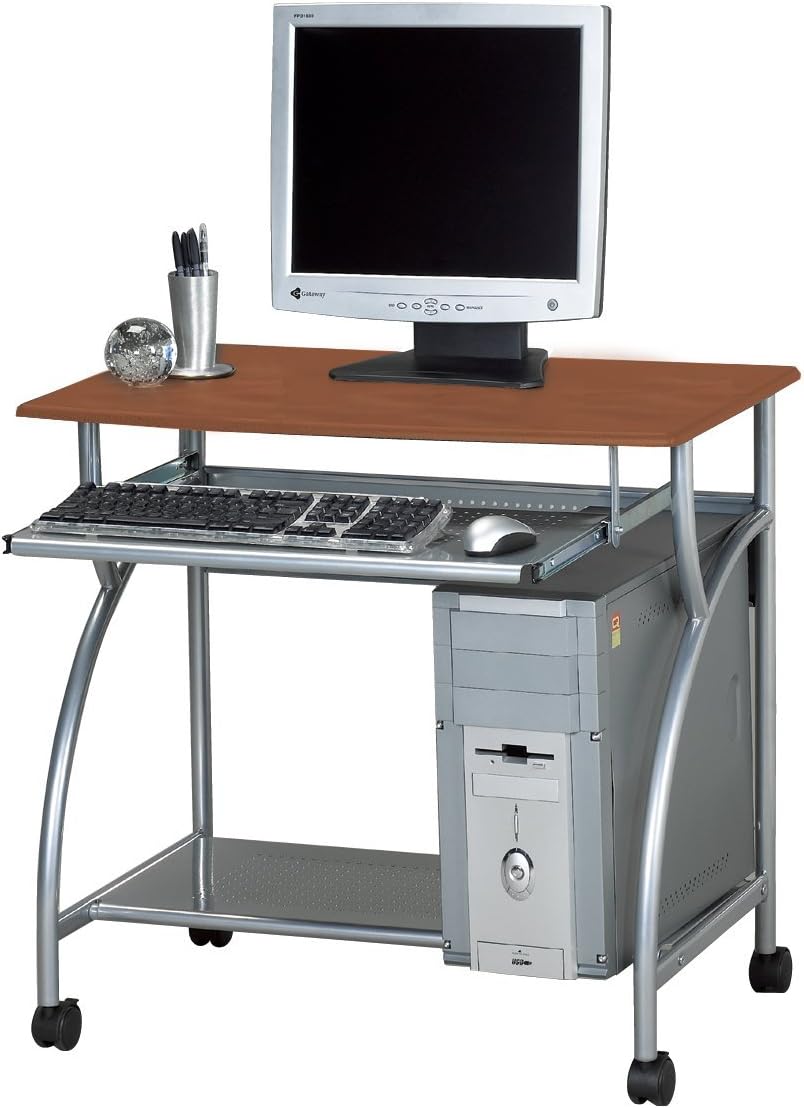 Safco SOHO Mobile Argo Personal Computer Workstation, Medium Cherry Tf, Metallic Gray Frame