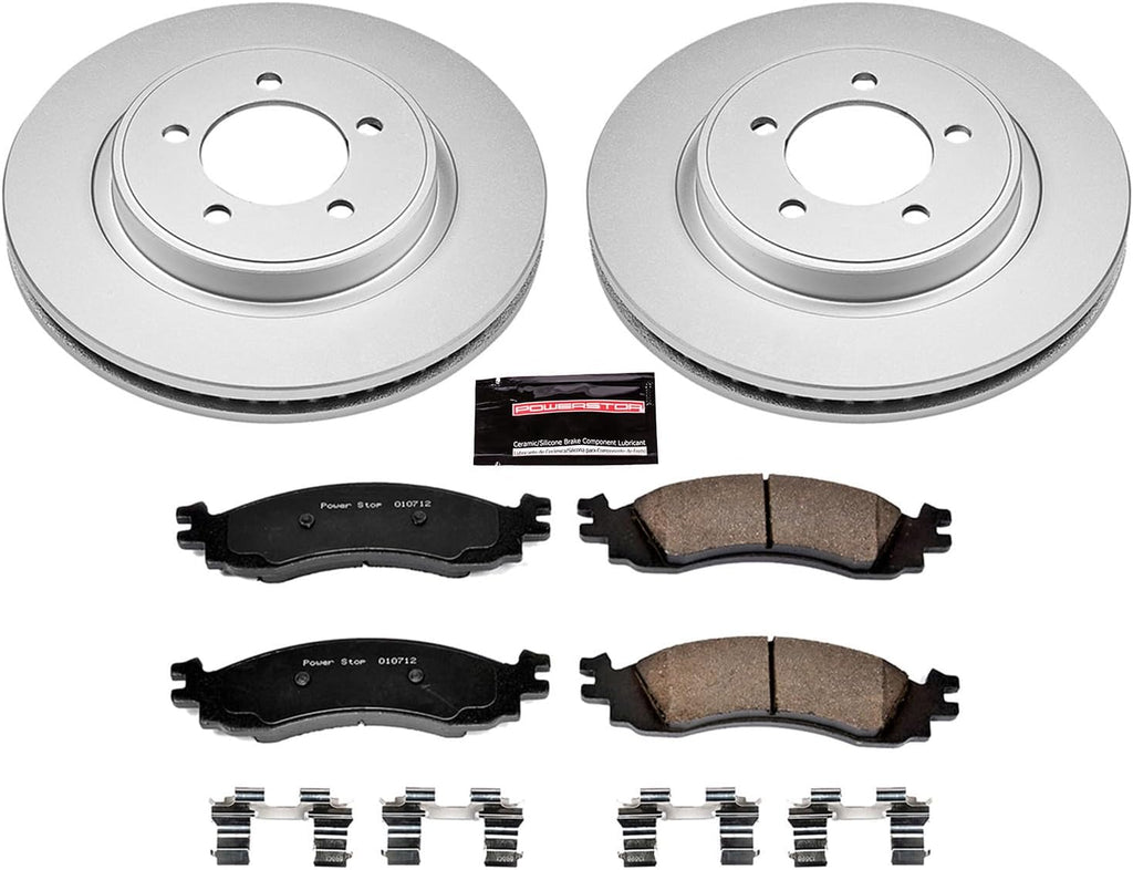 PowerStop Front Brake Kit for Ford Explorer 2006-10 |Explorer Sport Trac 2007-10 |Mercury Mountaineer 2006-10 - Fully-Coated Disc Rotors with Z17 Ceramic Brake Pads Replacement, CRK1441