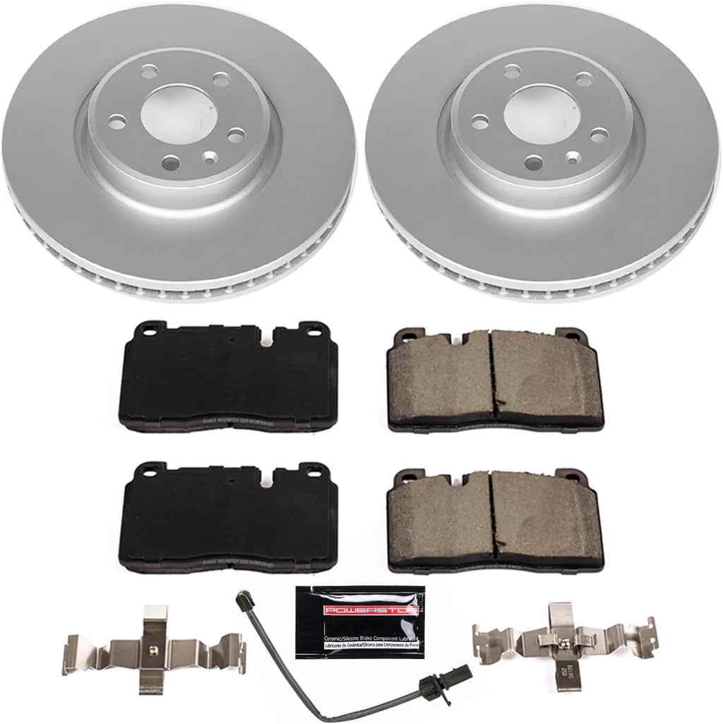PowerStop Front Brake Kit for Audi Q5 2013-17 - Fully-Coated Disc Rotors with Z23 Carbon-Fiber Ceramic Brake Pads Upgrade, CRK7653
