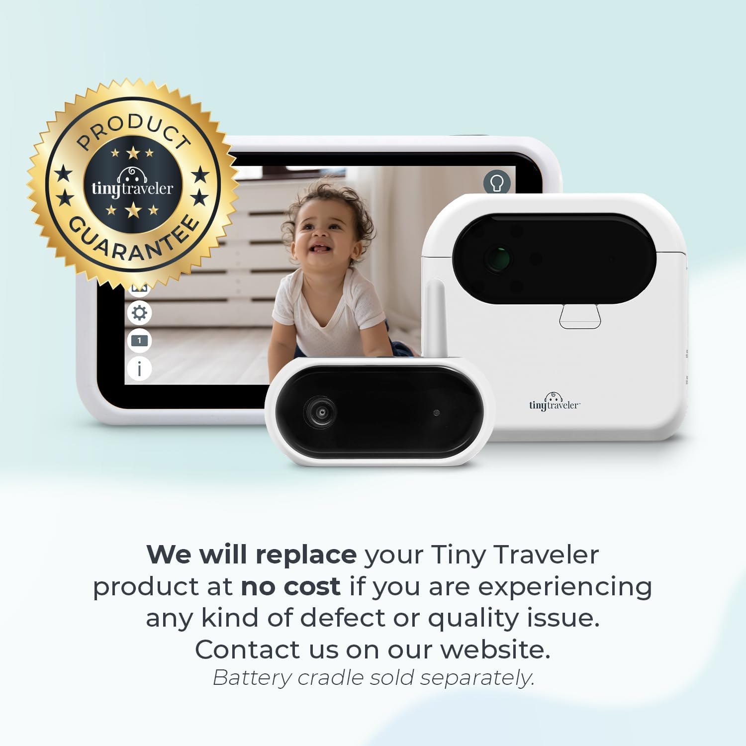 Tiny Traveler Add-On Ai Baby Car Camera – 1080P HD, Night Vision, 1000Ft Long Range, Night Light, Lullabies, Easy Install for Twins, 2 Kids, or Pets (Monitor Not Included)