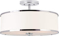Kira Home Chloe 15' Modern Semi-Flush Mount Ceiling Light with White Fabric Drum Shade, 3-Light Hanging Fixture with Tempered Glass Diffuser, Chrome Finish