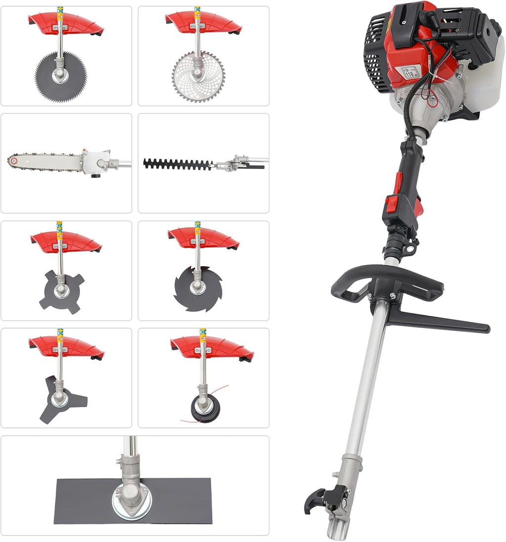 52CC Lawnmower 2-Stroke Air-Cooled Single Cylinder Lawn Mower Grass Catcher Tool Reel Mower Gas Powered Lawn Scarifier Sweeper for Garden Yard Park, 1E44F-5 Engine, MT520
