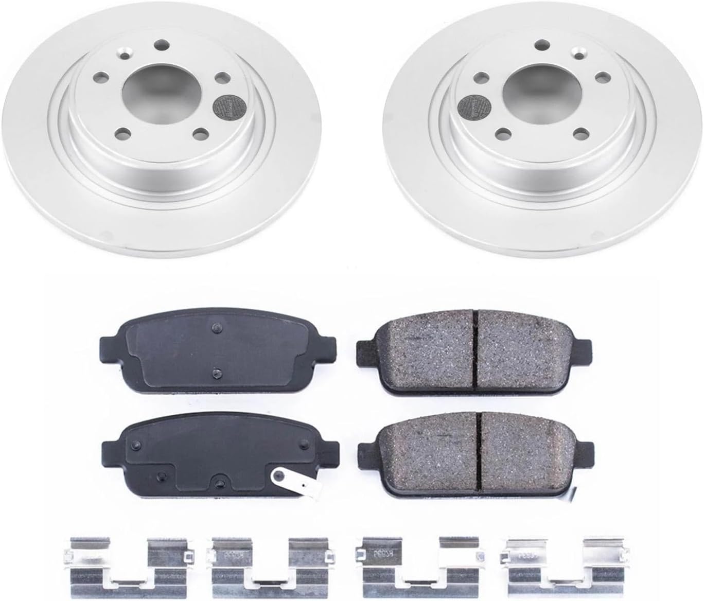 PowerStop Rear Brake Kit for Buick Cascada 2016-19 |Verano 2012-17 |Cadillac ELR 2014-16 |Chevrolet Cruze 2014-15 - Fully-Coated Disc Rotors with Z17 Ceramic Brake Pads Replacement, CRK5552