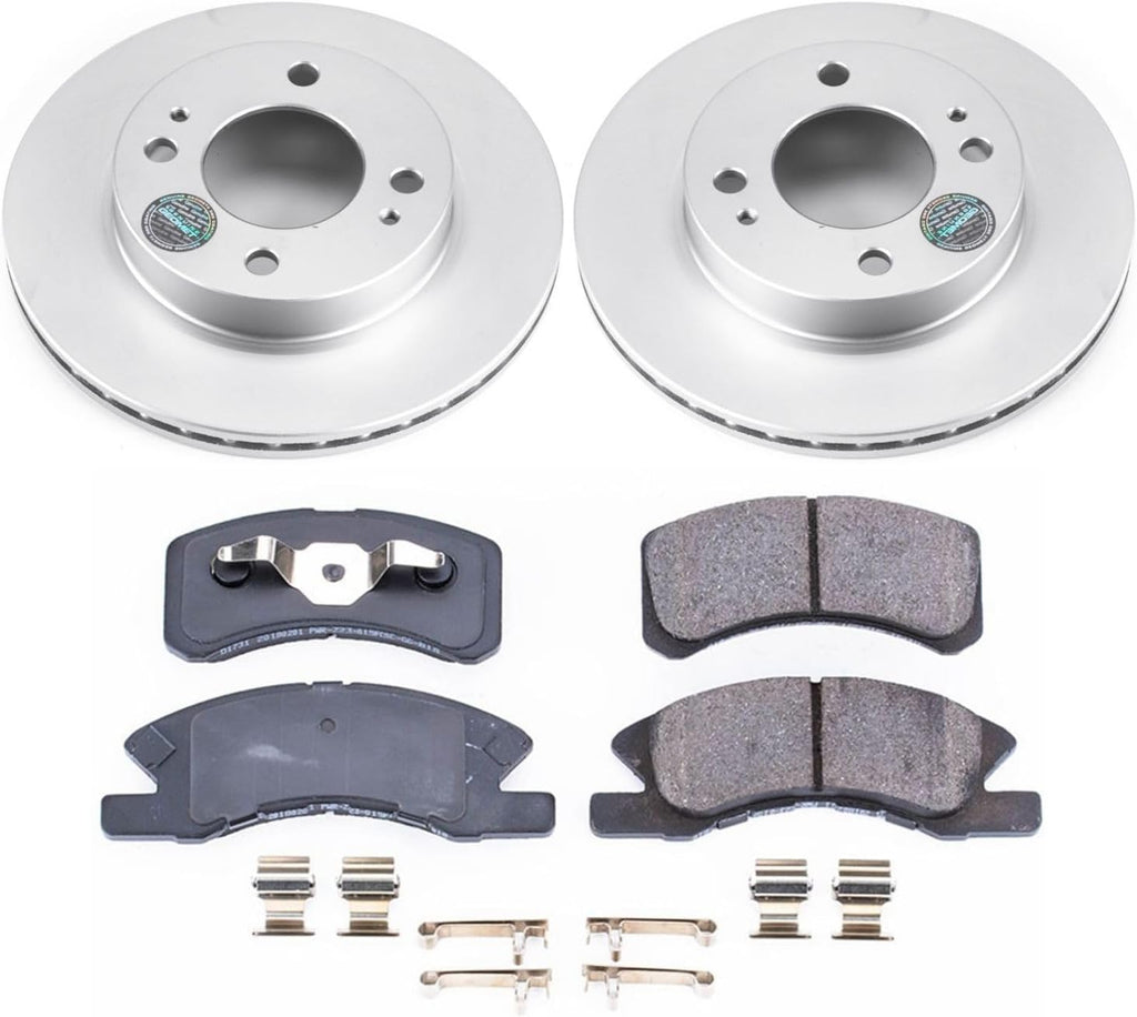 PowerStop Front Brake Kit for Mitsubishi Mirage 2014-15 - Fully-Coated Disc Rotors with Z17 Ceramic Brake Pads Replacement, CRK7217