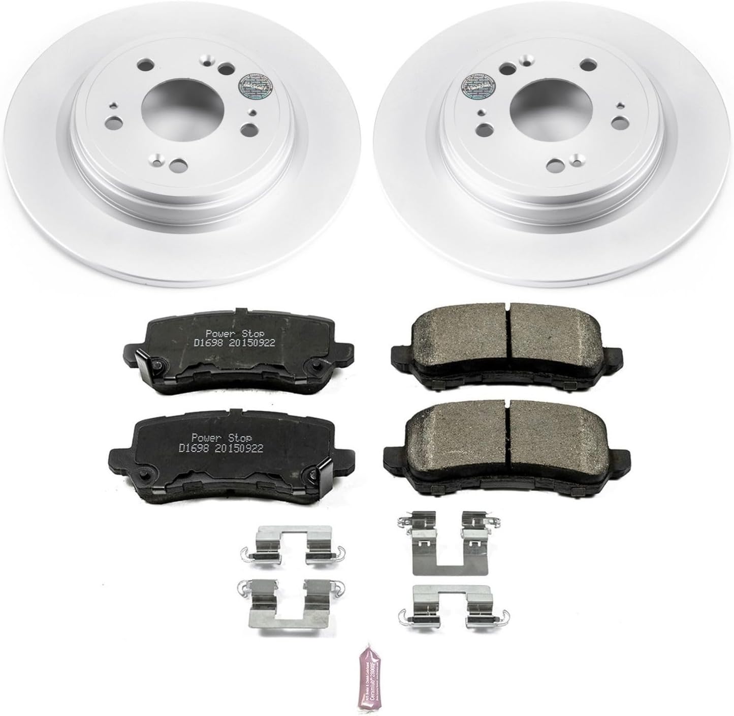 PowerStop Rear Brake Kit for Acura RLX 2014-20 - Fully-Coated Disc Rotors with Z17 Ceramic Brake Pads Replacement, CRK6952