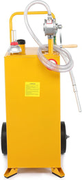 30 Gallon Fuel Gas Caddy, Gas Storage Tank w/Wheels & Manual Siphon Pump,Gasoline Diesel Fuel Container for ATV Car Mowers Tractors Boats Yellow