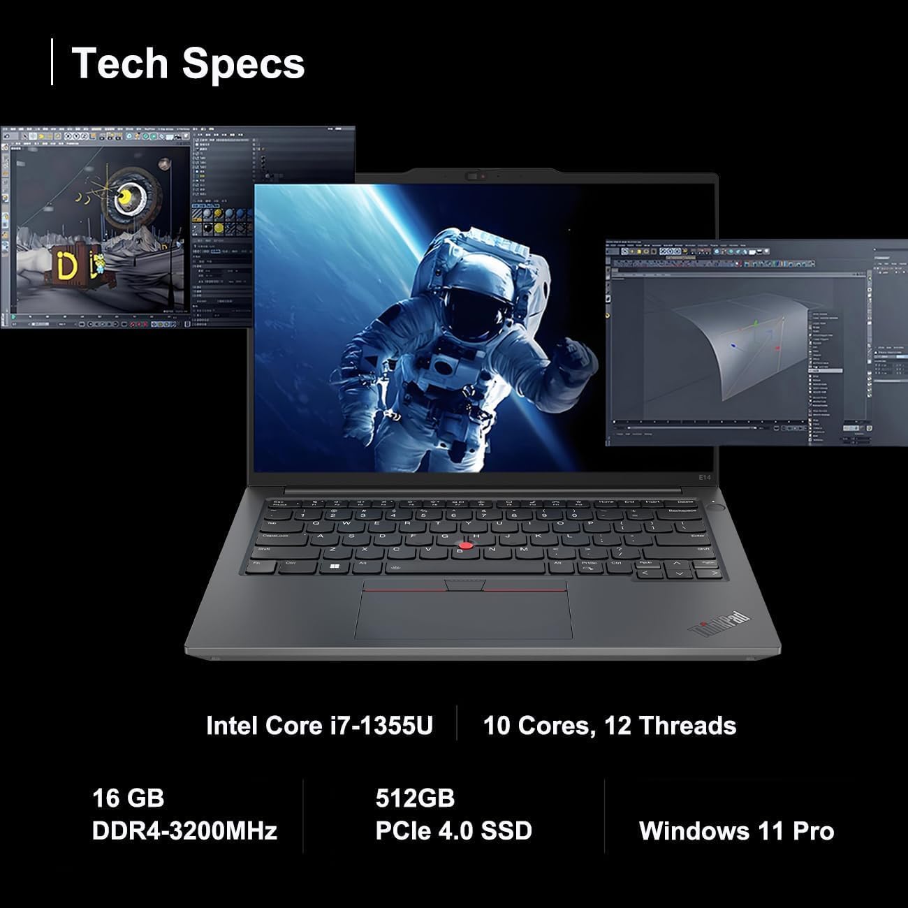Lenovo ThinkPad E14 G5 14' FHD+ Touchscreen Laptop, Backlit Keyboard, Fingerprint Reader, Intel 13th Gen 10-Core i7 CPU, 24GB DDR4, 1TB PCIe SSD, WiFi 6E, Thunderbolt 4, RJ45, Windows 11 Pro