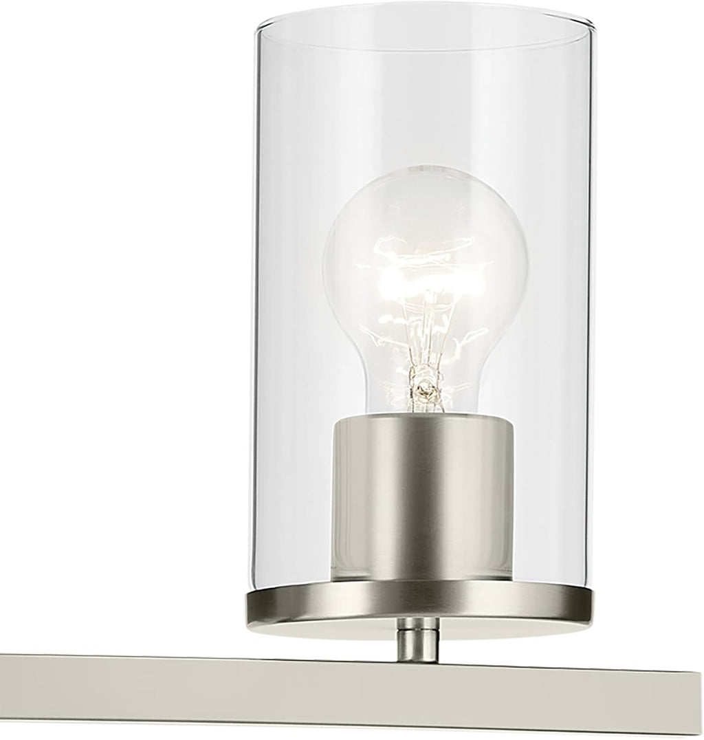 Kichler Crosby 31.25' 4-Light Bathroom Vanity Light Fixture with Clear Glass in Brushed Nickel, Modern Wall Mount Lighting for Bathroom Over Mirror (31.25' x 8.75'), 45498NICLR