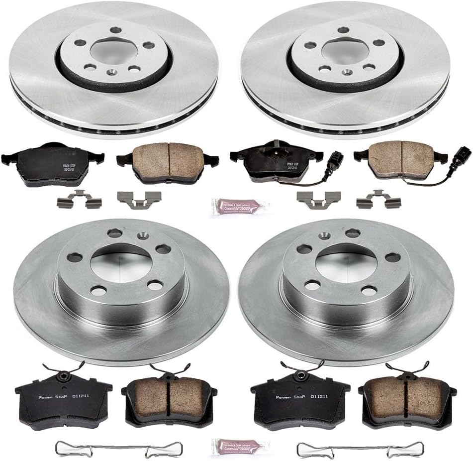 PowerStop Front and Rear Brake Kit for Volkswagen Beetle 1999-10 |Golf 1999-06 |Jetta 1999-05 - Z17 Ceramic Brake Pads & Disc Rotors Replacement, KOE899