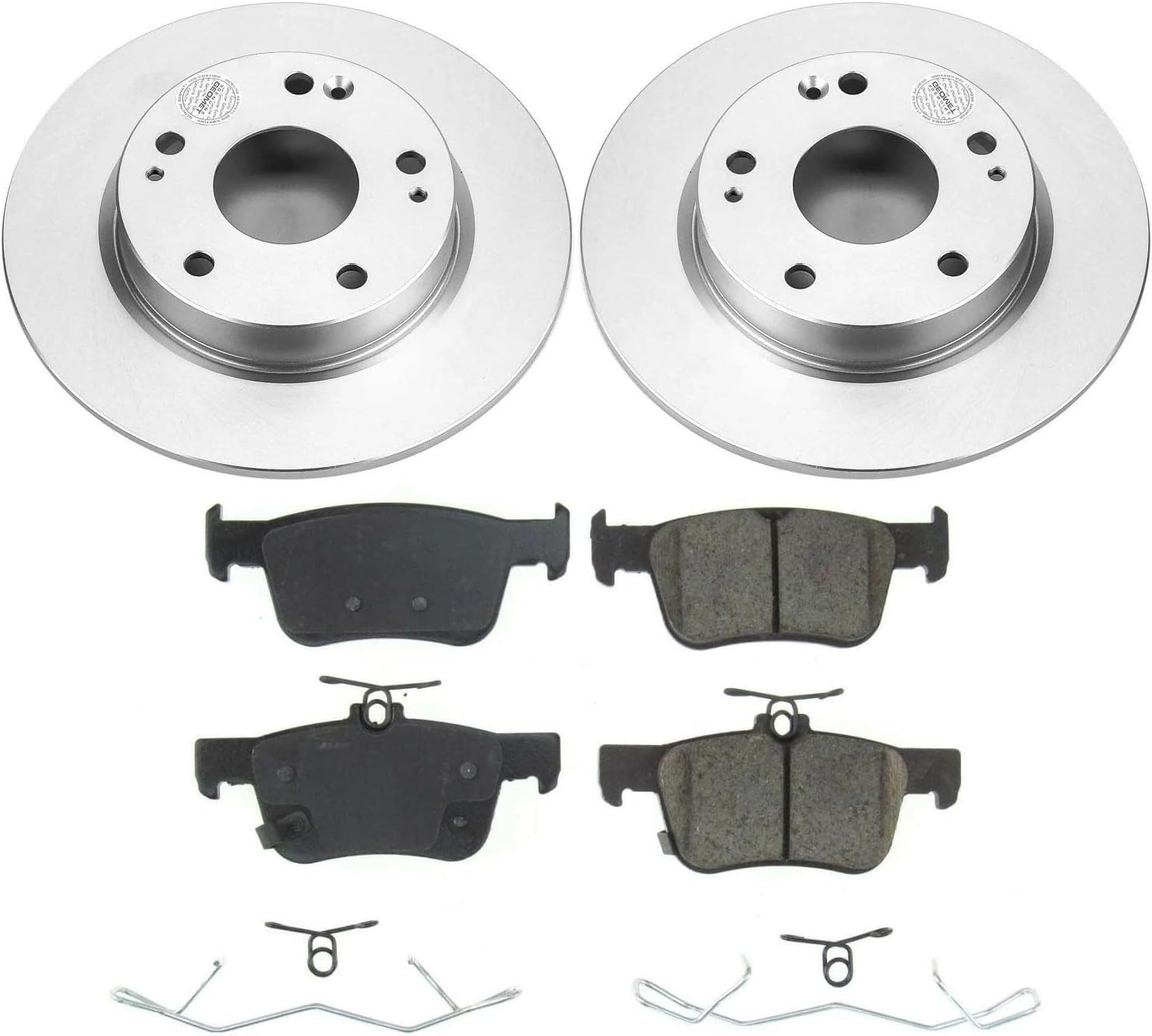 PowerStop Rear Brake Kit for Honda Civic 2020-24 | Honda Insight 2019-22 - Fully-Coated Disc Rotors with Z17 Ceramic Brake Pads Replacement, CRK8330