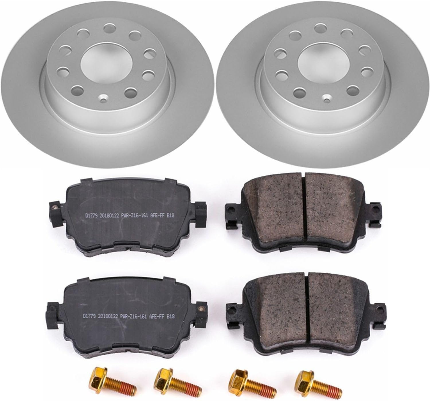 PowerStop Rear Brake Kit for Volkswagen Golf 2015-21 |Golf Alltrack 2017-19 |Golf SportWagen 2015-19 |GTI 2015-18 - Fully-Coated Disc Rotors with Z23 Carbon-Fiber Ceramic Brake Pads Upgrade, CRK7053