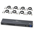 8 Port HDMI KVM Switch, Yinker 4K@60Hz 2K@144Hz USB Rack Mount KVM HDMI Switch w/8 Pack KVM Cables, Support RGB 4:4:4, HDCP 2.2, 3.5mm Audio, 4 USB 2.0, IR Remote