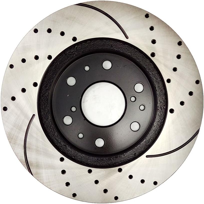 QPD10051 Front Brake kit with Drilled/Slotted Rotors and Ceramic Brake pads fit for Chevy Silverado 1500 Avalanche Tahoe Cadillac Escalade GMC Sierra 1500 Yukon