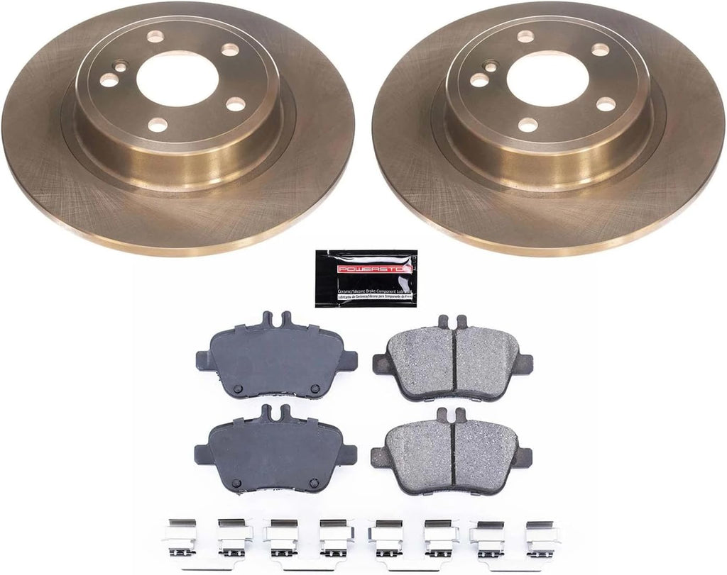 PowerStop Rear Brake Kit for Infiniti QX30 2017-19 |Mercedes-Benz B Electric Drive 2014-15 |B250e 2016-17 |CLA250 2014-19 |GLA250 2015-20 - Z17 Ceramic Brake Pads & Disc Rotors Replacement, KOE7377