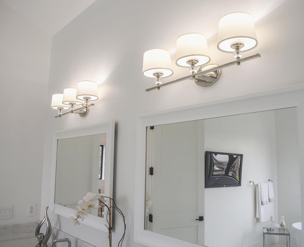 Maxim Lighting Rondo 3-Light Bath Vanity Light | Polished Nickel Finish | Transitional Indoor Light Fixture | Ideal for Bathrooms & Powder Rooms | Dimmable Damp Rated | 12763WTPN