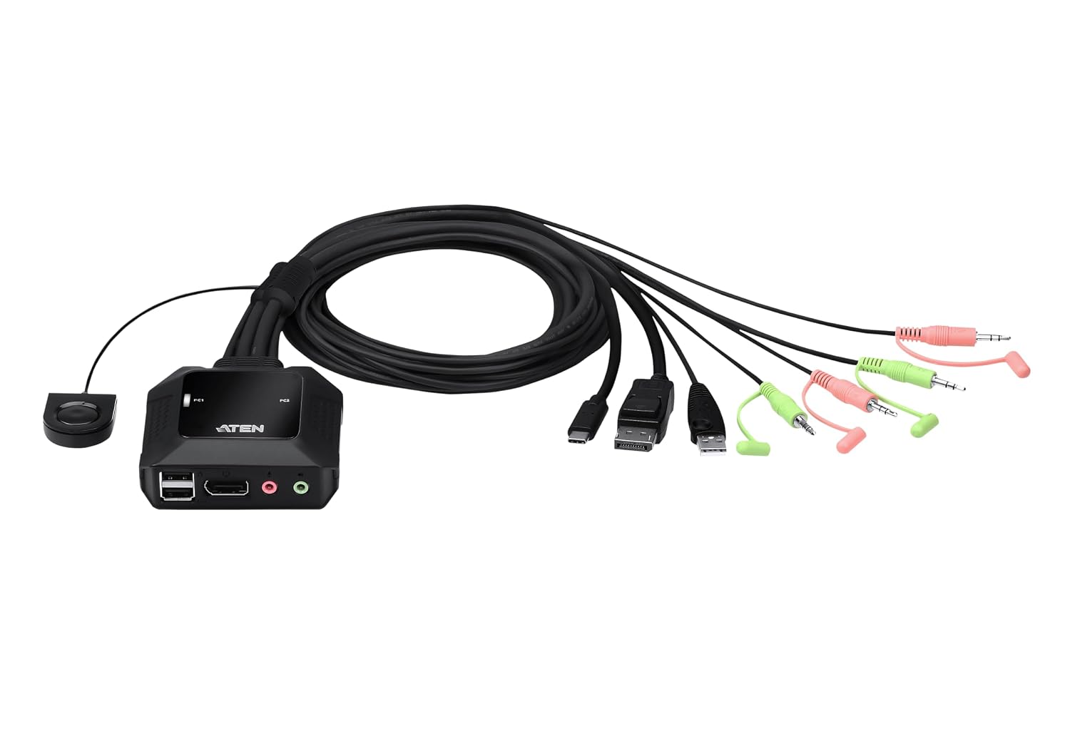 ATEN CS52DP 2-Port USB-C DisplayPort Hybrid Cable KVM Switch with 2m DisplayPort rev.1.4 Cable 2L-7D02DP