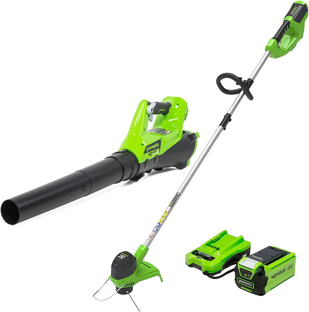 Greenworks 40V 16' TruBrushless™ Cordless Lawn Mower & 0.065' Dual Line Replacement String Trimmer Line Spool, 3 Count & 40V Cordless String Trimmer and Leaf Blower Combo Kit