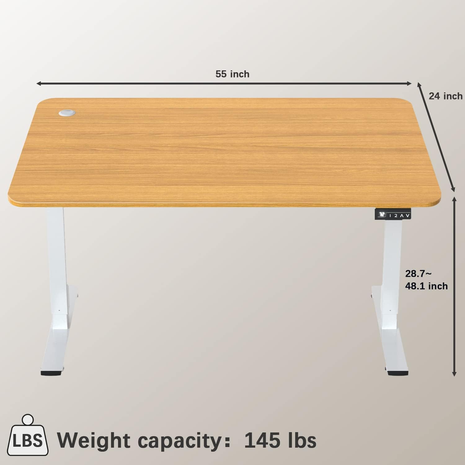 Furmax Electric Standing Desk, 45 x 24 Inches Sit Stand up Desk, Sit Stand Height Adjustable Home Office Desk with 4 Height Position Memory - with Splice Board (Brown, 45)