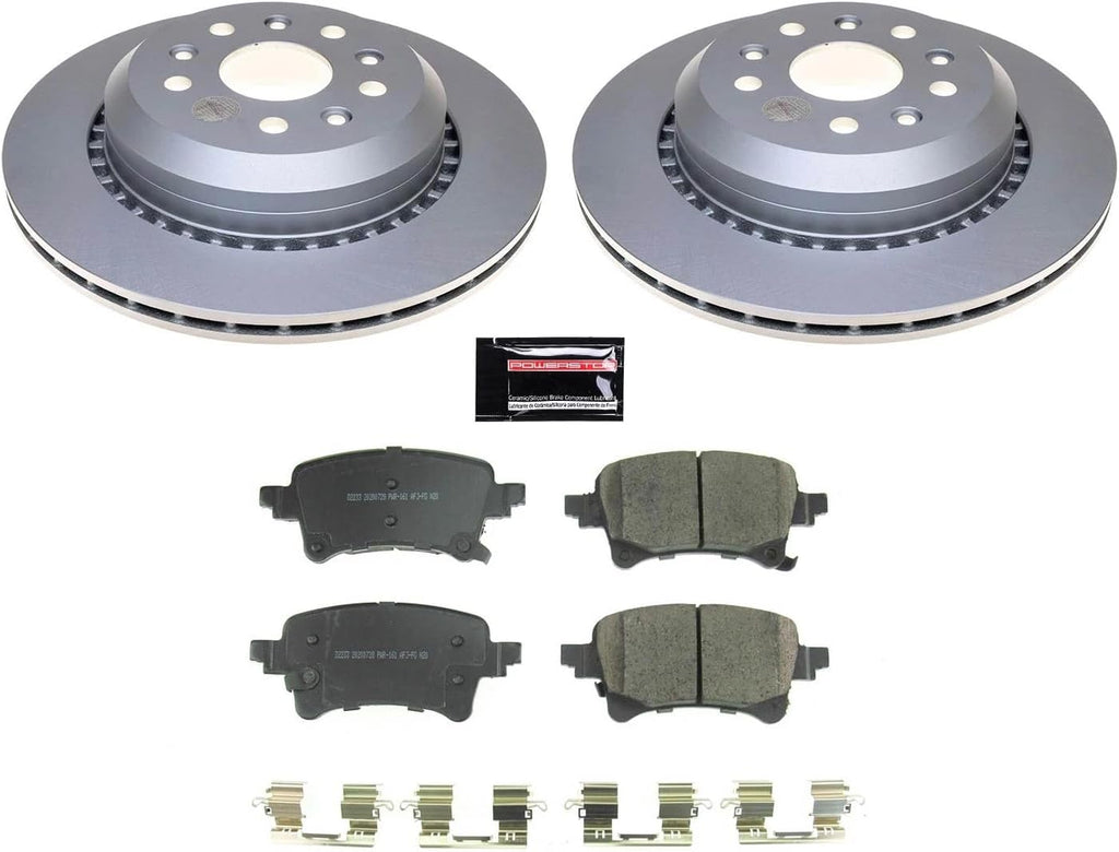 PowerStop Rear Brake Kit for Jeep Gladiator 2020-24 | Jeep Wrangler 2021-24 - Fully-Coated Disc Rotors with Z17 Ceramic Brake Pads Replacement, CRK8490
