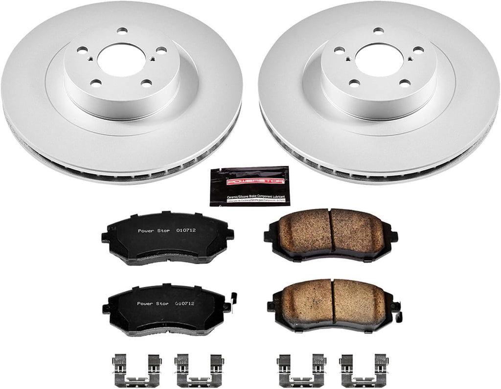 PowerStop Front Brake Kit for Saab 9-2X 2005-06 |Subaru Baja 2003-06 |Forester 2003-08 |Impreza 2003-05 |Legacy 2002-05 - Fully-Coated Disc Rotors with Z17 Ceramic Brake Pads Replacement, CRK2373