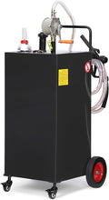 30 Gallon Fuel Caddy w/Manual Pump 4-Wheel Portable Gas & Diesel Storage Tank Heavy-Duty Steel with Hose for Lawn Mower, ATV, Boat, Farm