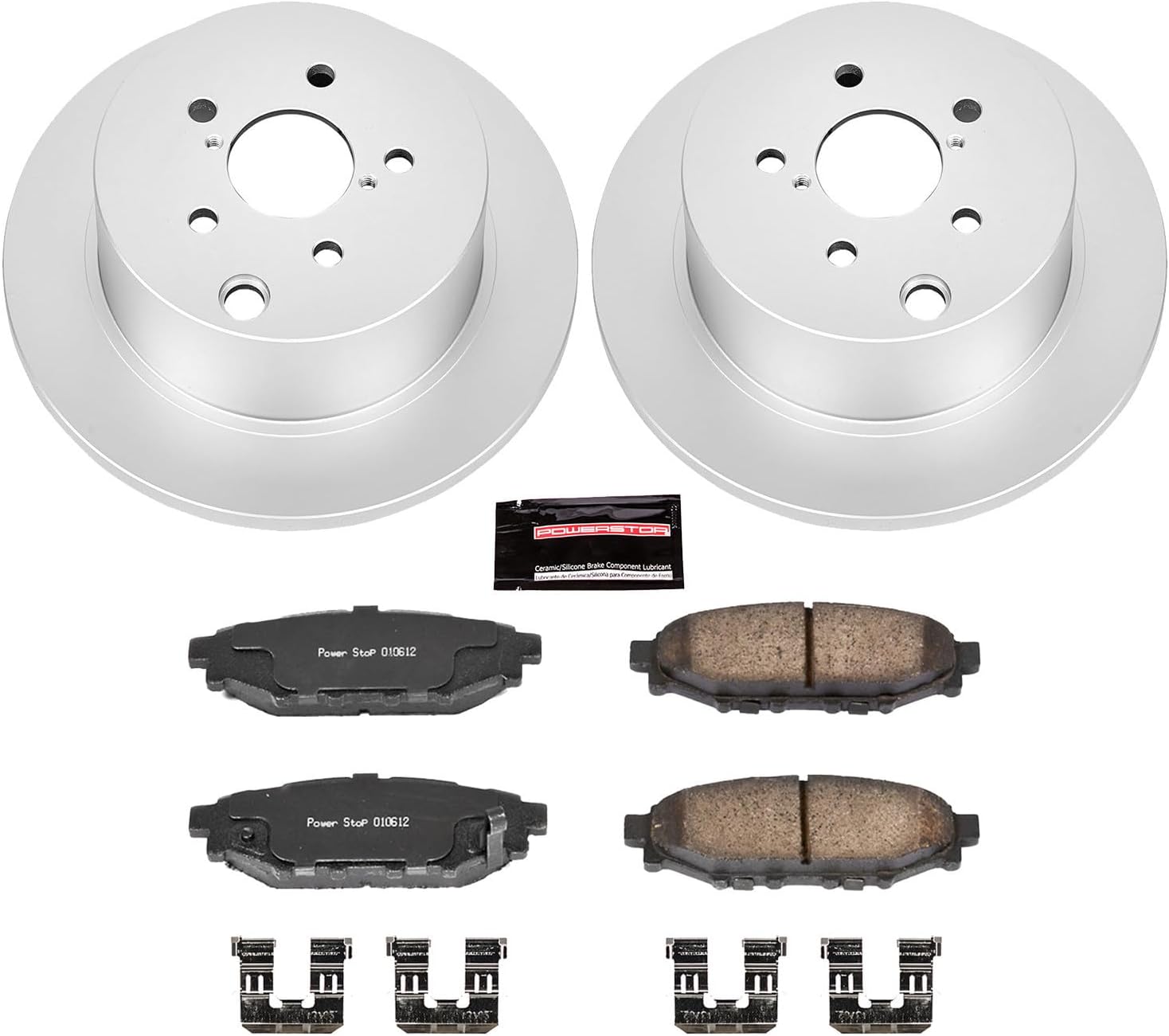 PowerStop Rear Brake Kit for Subaru Crosstrek 2016-22 |Forester 2014-18 |Impreza 2012-23 |XV Crosstrek 2013-15 - Fully-Coated Disc Rotors with Z17 Ceramic Brake Pads Replacement, CRK6107