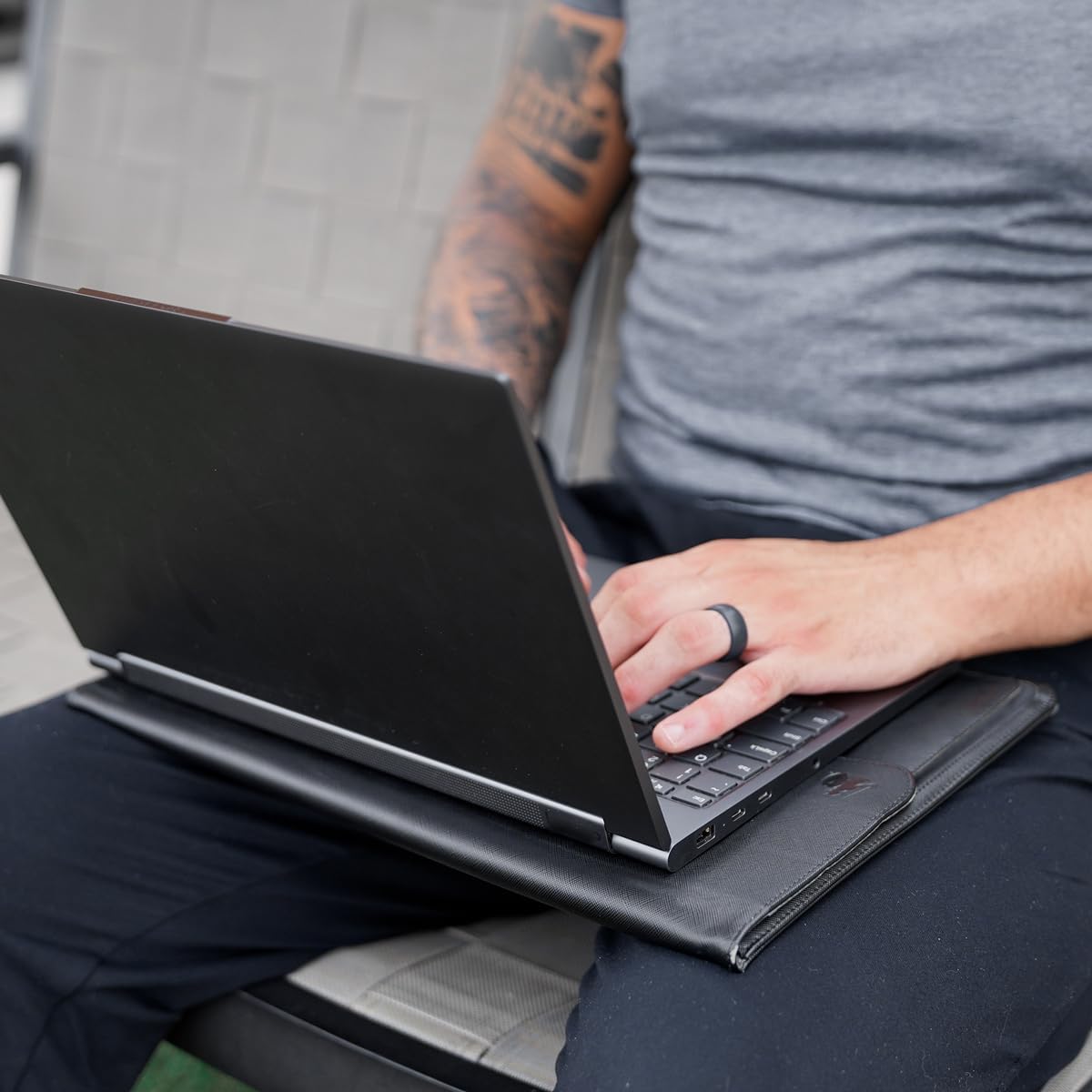 DefenderShield Laptop Sleeve – Slim 17 Inch Laptop Case with Multi-Layer Wireless Signal Shielding Technology – Vegan Leather Sleeve with Built-in Stand & Flap Closure