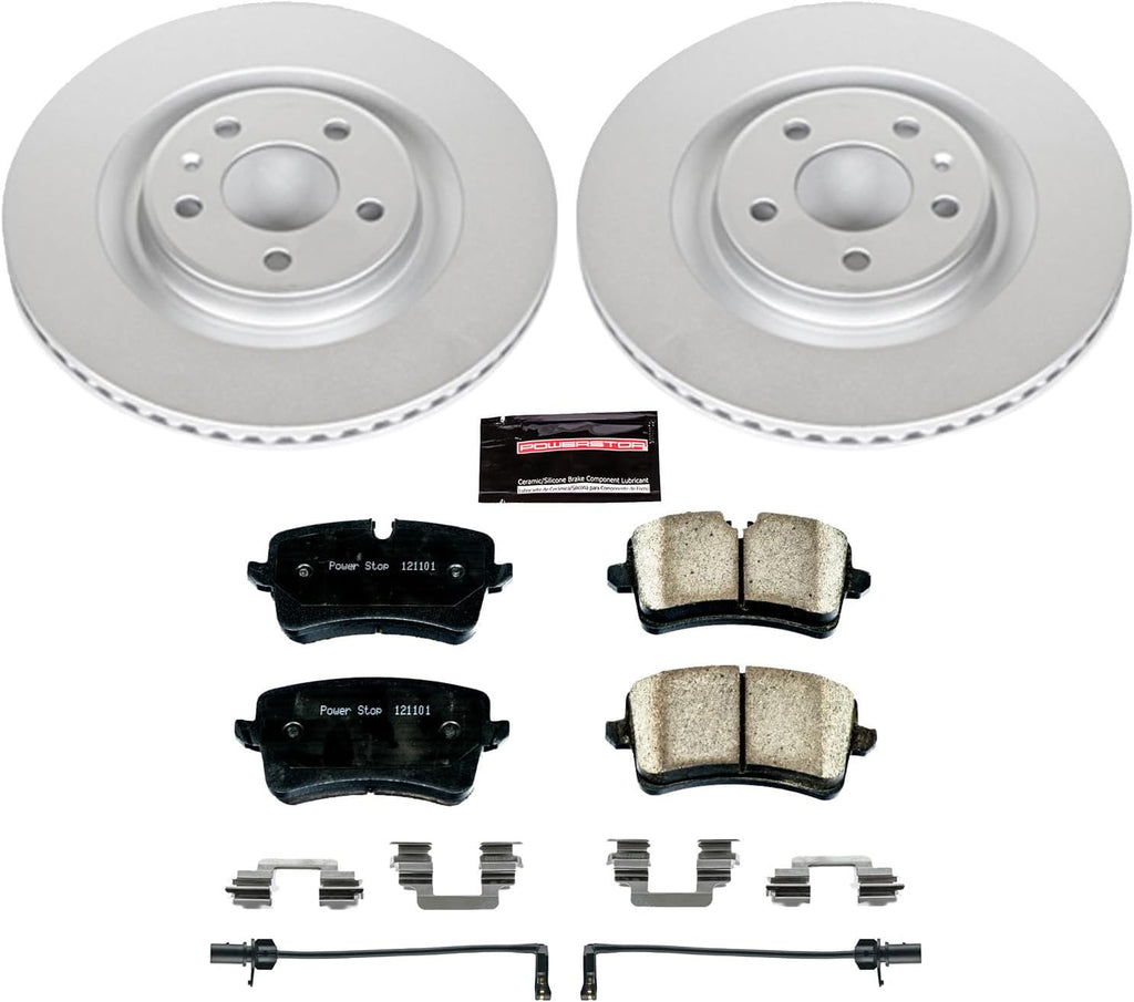 PowerStop Rear Brake Kit for Audi A7 Quattro 2012 | Porsche Macan 2015-21 - Fully-Coated Disc Rotors with Z23 Carbon-Fiber Ceramic Brake Pads Upgrade, CRK6001