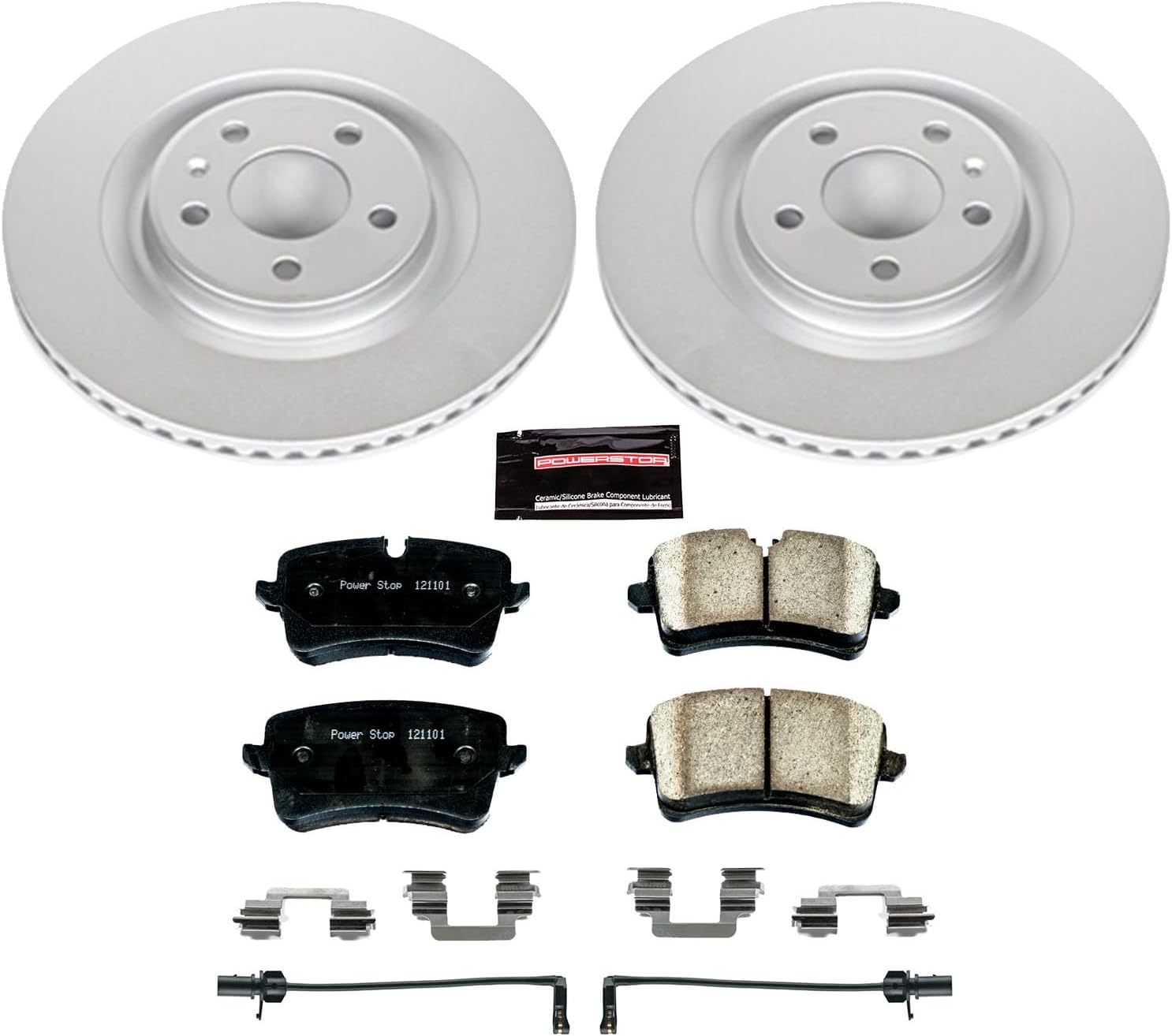 PowerStop Rear Brake Kit for Audi A7 Quattro 2012 | Porsche Macan 2015-21 - Fully-Coated Disc Rotors with Z23 Carbon-Fiber Ceramic Brake Pads Upgrade, CRK6001