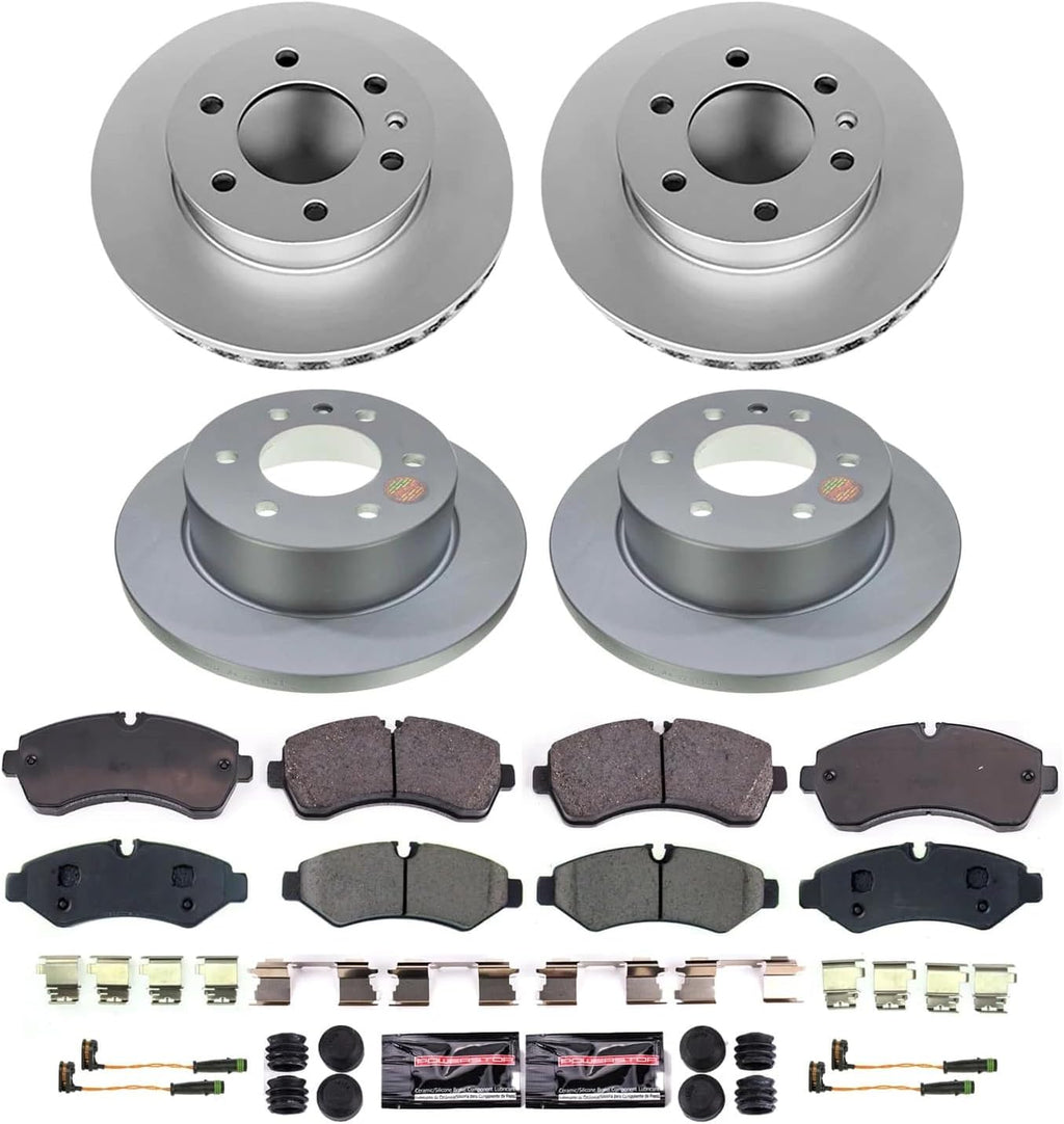 PowerStop Front and Rear Brake Kit for Freightliner Sprinter 1500 2019-20 |Sprinter 2500 2019-21 - Fully-Coated Disc Rotors with Z23 Carbon-Fiber Ceramic Brake Pads Upgrade, CRK8661