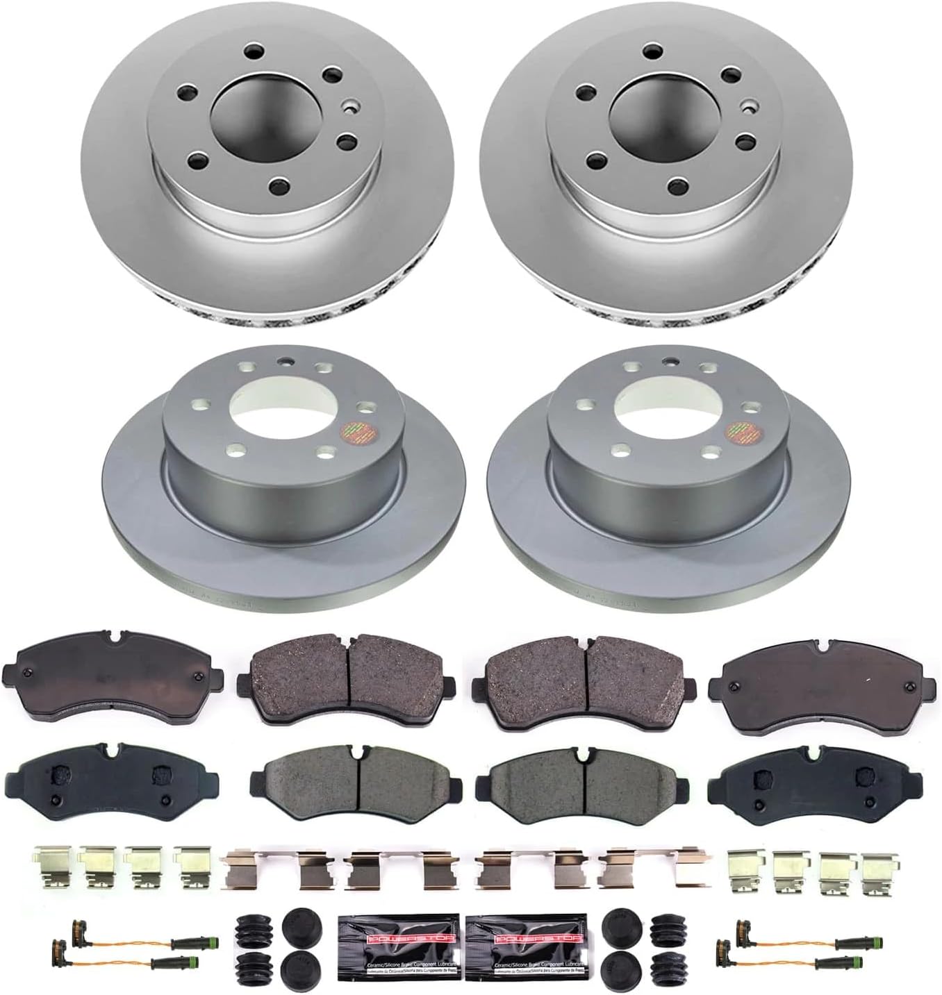 PowerStop Front and Rear Brake Kit for Freightliner Sprinter 1500 2019-20 |Sprinter 2500 2019-21 - Fully-Coated Disc Rotors with Z23 Carbon-Fiber Ceramic Brake Pads Upgrade, CRK8661