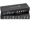 4K HDMI KVM Switch 2 Monitors 4 Computers 4K@60Hz 2K@120Hz Dual Displayport USB 3.0 Switcher for 4 PC Share Keyboard Mouse(with US Power)