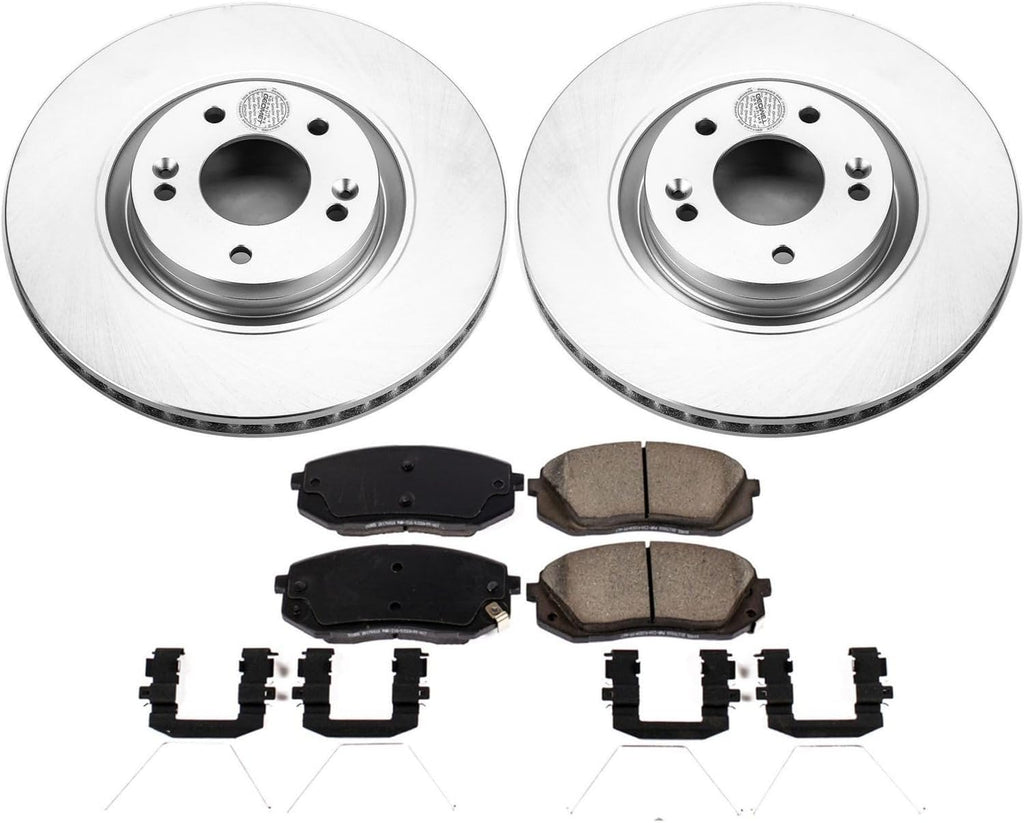 PowerStop Front Brake Kit for Hyundai Sonata 2016-19 | Kia Optima 2016-20 - Fully-Coated Disc Rotors with Z17 Ceramic Brake Pads Replacement, CRK7509