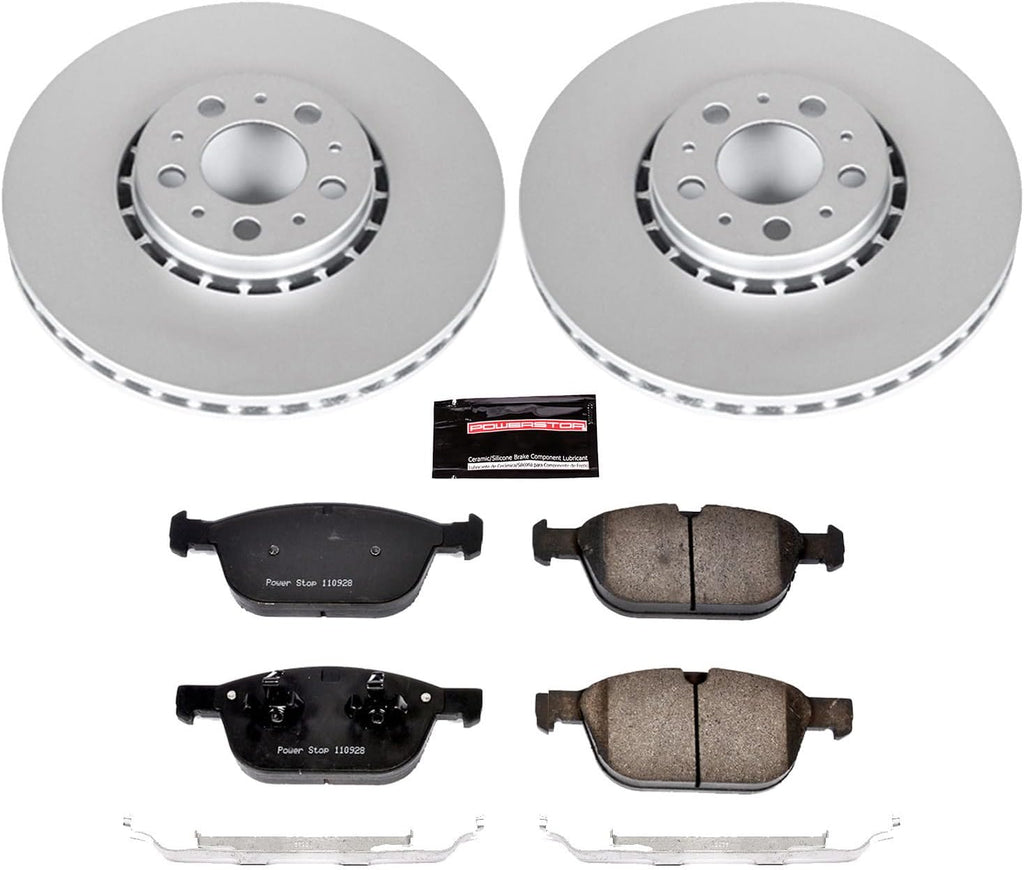 PowerStop Front Brake Kit for Volvo XC90 2003-14 - Fully-Coated Disc Rotors with Z23 Carbon-Fiber Ceramic Brake Pads Upgrade, CRK5707
