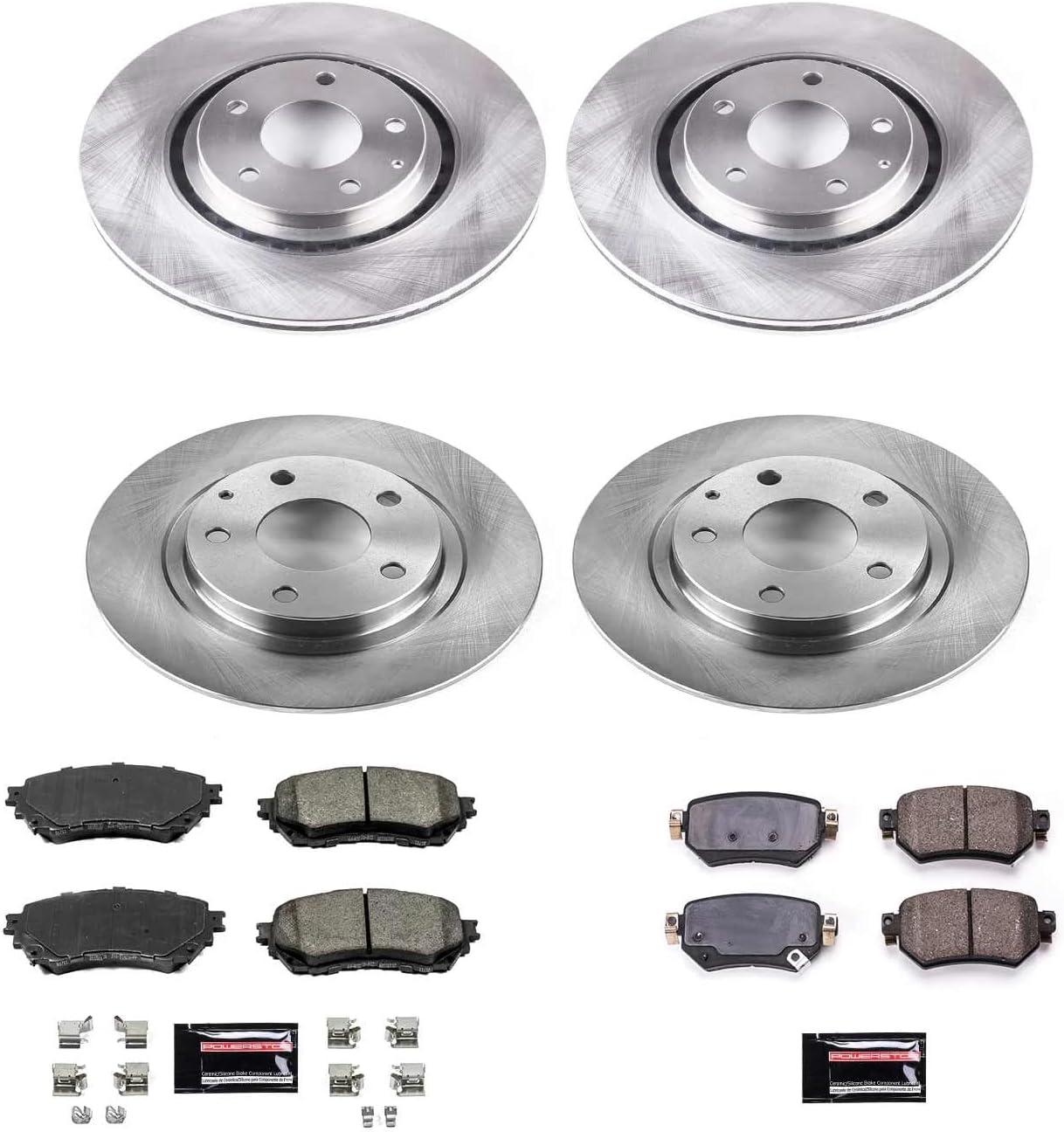 PowerStop Front and Rear Brake Kit for Mazda 6 2019-20 - Z17 Ceramic Brake Pads & Disc Rotors Replacement, KOE8618
