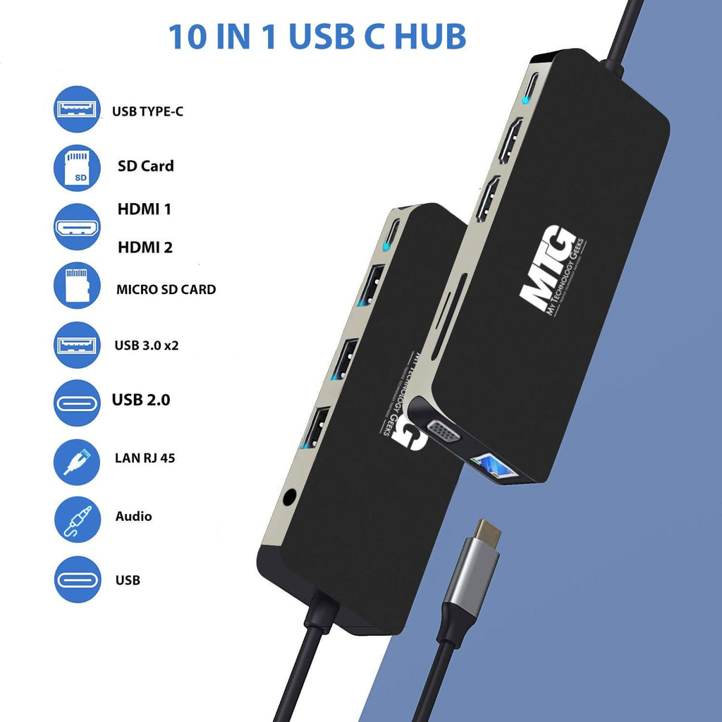 MTG Desktop Bundle 24' 1080p LCD Monitor - Full HD, 75Hz, 3ms, VESA Mountable, USB C Docking Station 10 in 1 Hub (Power Adapter not included) for Windows and Mac, with MTG USB wired Keyboard and Mouse