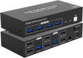 2X2 KVM Switch Dual Monitor 4k 60Hz HDMI 2.0 Extended Display DisplayPort USB 3. in Out for PC(HDMI 2X2,EU Power)
