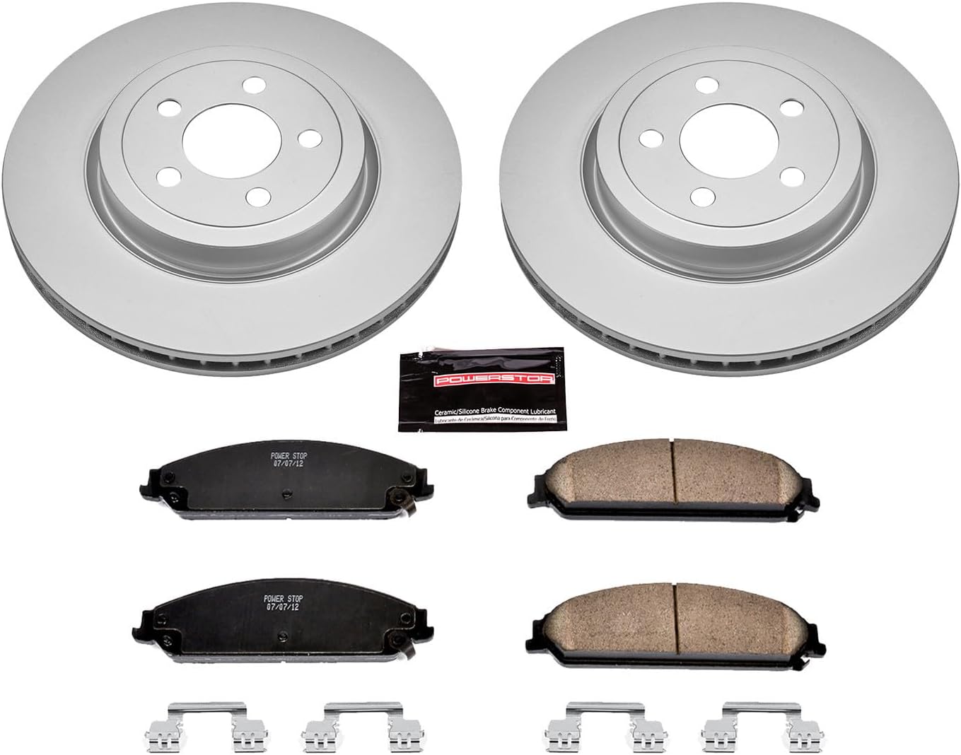 PowerStop Front Brake Kit for Chrysler 300 2005-23 |Dodge Challenger 2009-23 |Charger 2006-23 |Magnum 2005-08 - Fully-Coated Disc Rotors with Z17 Ceramic Brake Pads Replacement, CRK2560