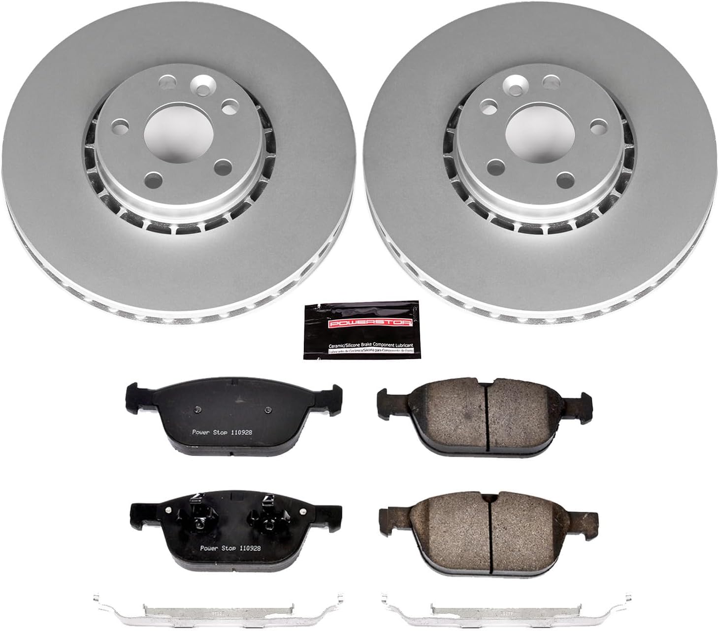 PowerStop Front Brake Kit for Volvo XC60 2010-15 - Fully-Coated Disc Rotors with Z23 Carbon-Fiber Ceramic Brake Pads Upgrade, CRK5702