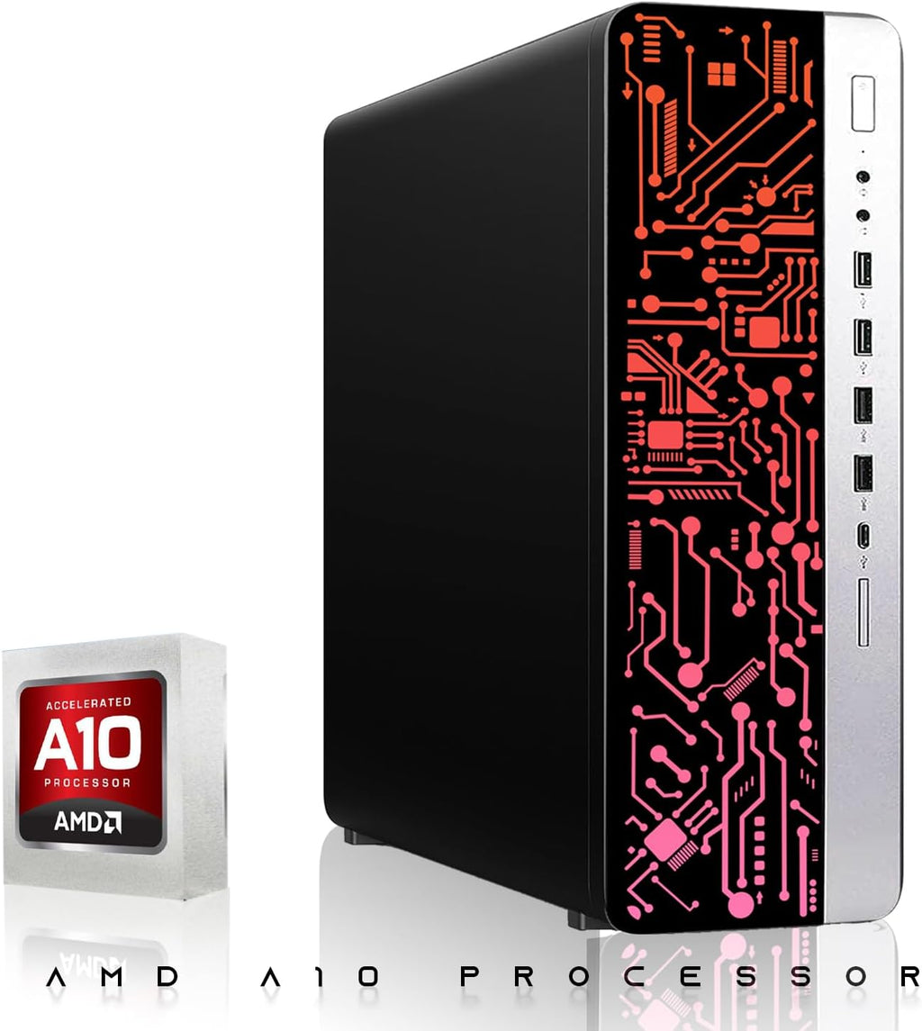 HP G4 Desktop Computer PC AMD Pro A10-9700 R7, 16GB RAM, 1TB SSD, 24-inch Curved Monitor, RGB Speaker, RGB Keyboard with AI-Enabled Copilot Key, Mouse, 2X ARGB Fan WiFi, Windows 11 (Renewed)