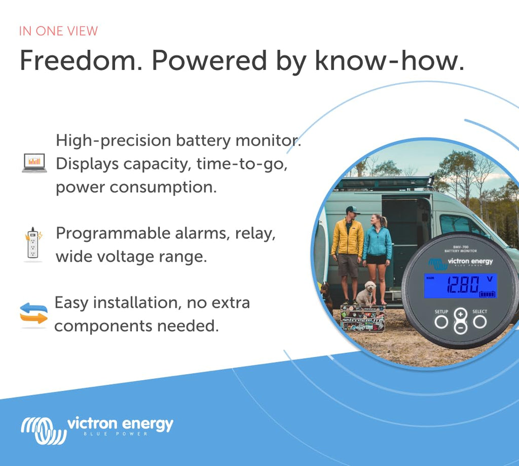 Victron Energy BMV-700 Battery Monitor with Shunt & Display - 6.5-95 VDC - Grey