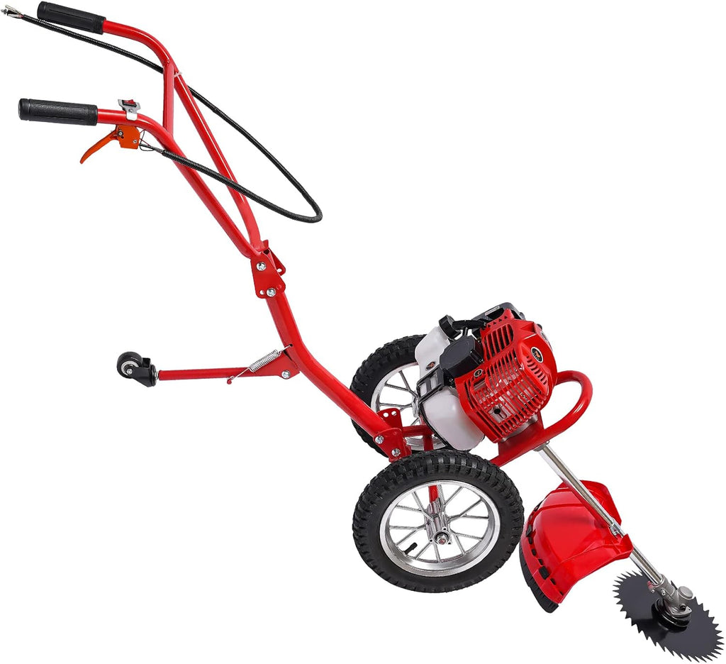 49CC Walk Behind Lawn Mower 2 Stroke Gas Lawn Mower Hand Push Lawn Mower Air Cooling Gas Powered Mower with Adjustable Handle