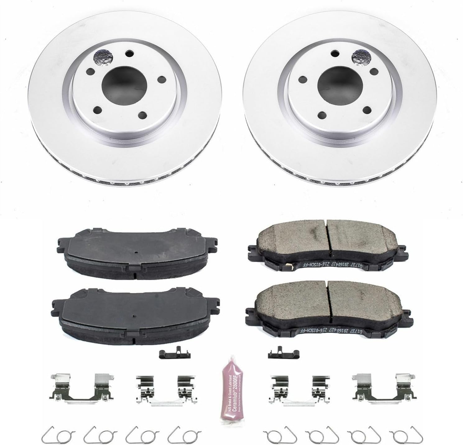 PowerStop Front Brake Kit for Nissan Rogue 2014-20 | Nissan Rogue Sport 2017-22 - Fully-Coated Disc Rotors with Z17 Ceramic Brake Pads Replacement, CRK7036