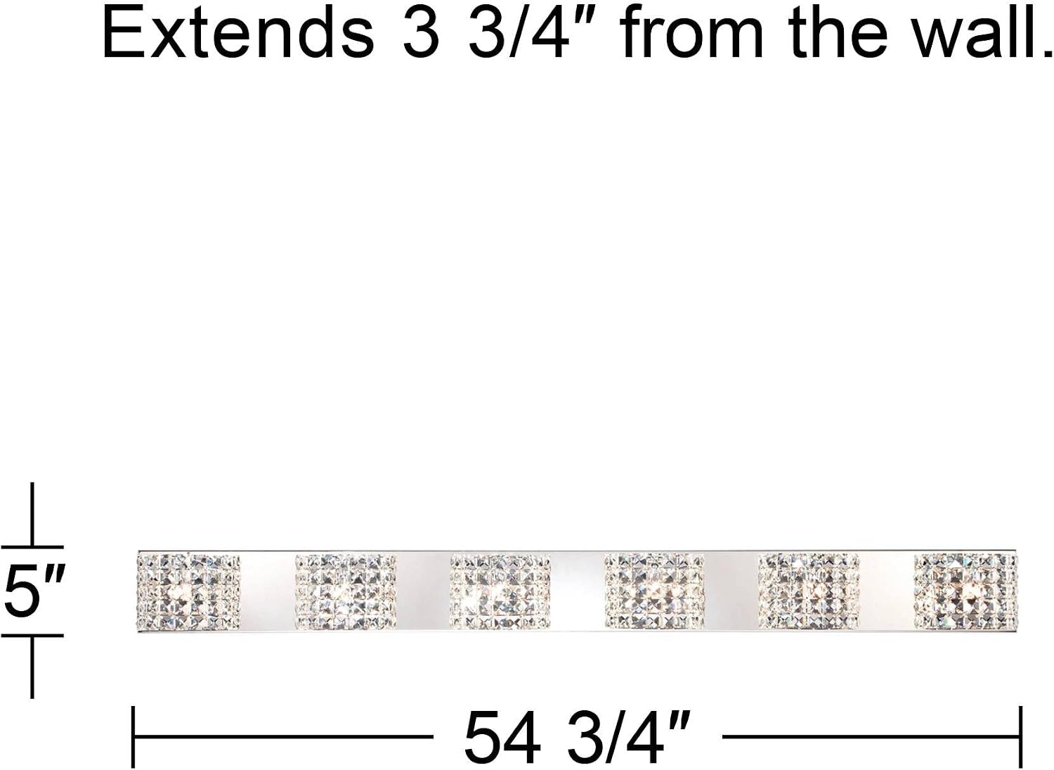 Vienna Full Spectrum Cesenna Modern Wall Light Chrome Silver Metal Hardwired 55' Wide 6-Light Fixture Mounted Clear Crystal Shades for Bathroom Vanity Mirror House Home Hallway Room Decor