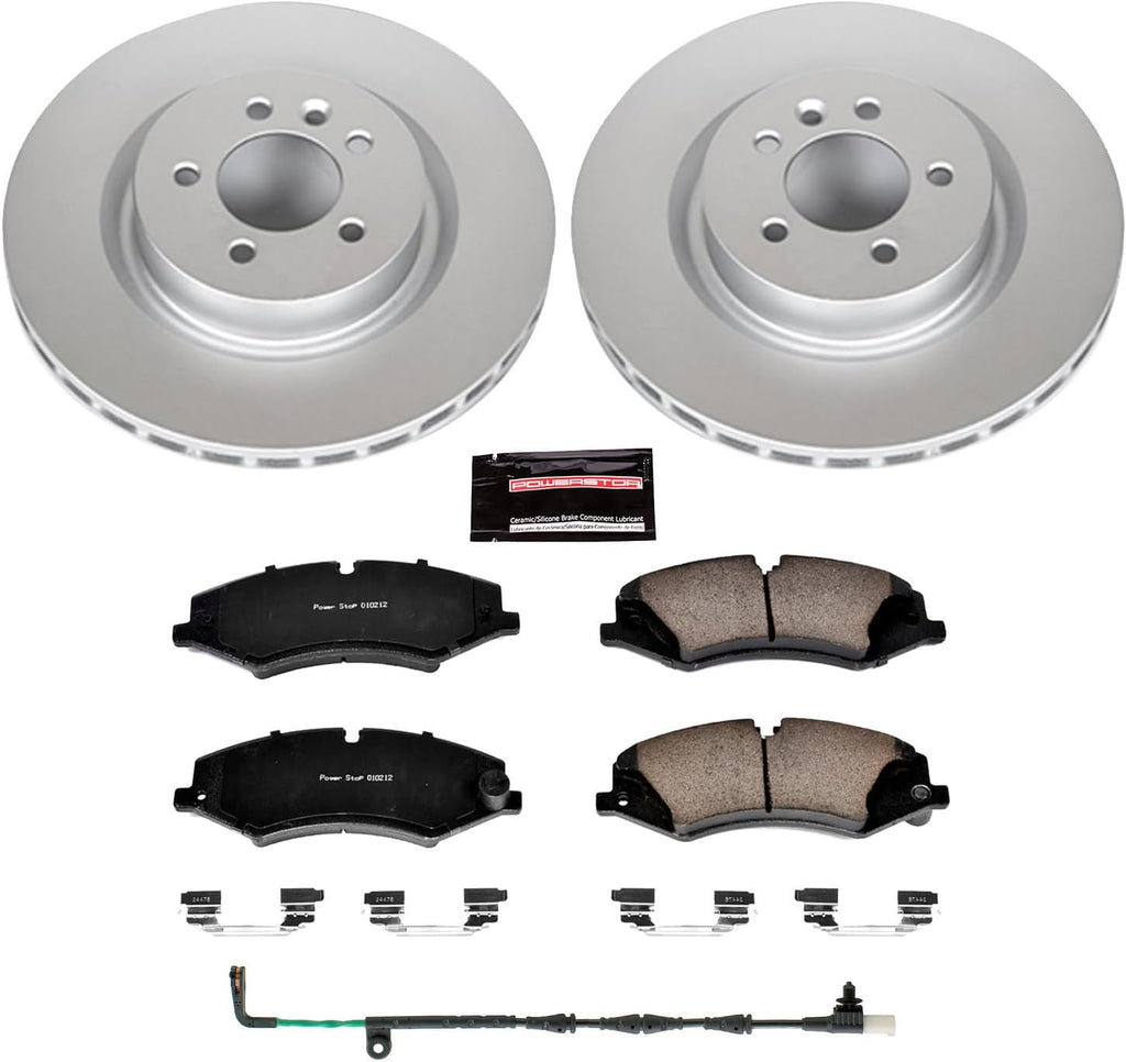 PowerStop Front Brake Kit for Land Rover LR4 2011-16 - Fully-Coated Disc Rotors with Z23 Carbon-Fiber Ceramic Brake Pads Upgrade, CRK7683