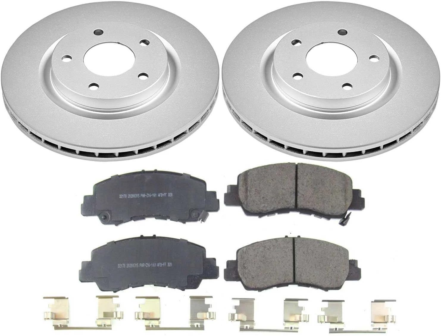 PowerStop Front Brake Kit for Mitsubishi Eclipse Cross 2018-20 | Mitsubishi Eclipse Cross 2022-24 - Fully-Coated Disc Rotors with Z17 Ceramic Brake Pads Replacement, CRK8424