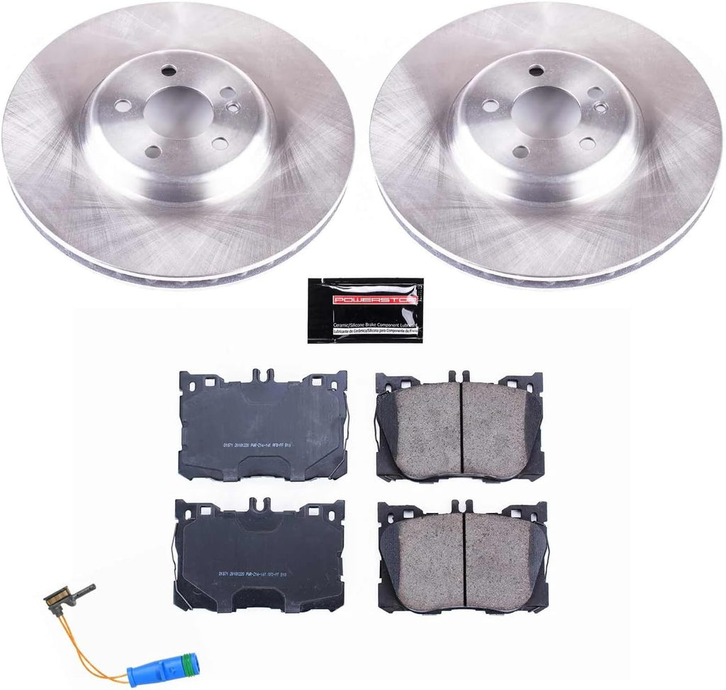 PowerStop Front Brake Kit for Mercedes-Benz C43 AMG 2017-23 |C450 AMG 2016 |CLS450 2019-22 |E300 2017-19 |E350 2020-23 - Z17 Ceramic Brake Pads & Disc Rotors Replacement, KOE7986