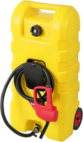 15 Gallon Fuel Caddy – Portable Diesel & Gasoline Tank with Manual Siphon Pump, 10ft Delivery Hose & Wheels for Cars, Boats, ATVs & Lawn Mowers - Yellow