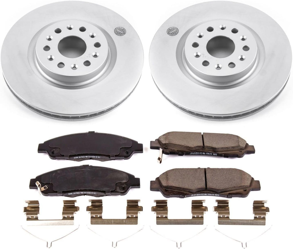 PowerStop Front Brake Kit for Buick Enclave 2018-20 |Cadillac XT5 2017-20 |XT6 2020 - Fully-Coated Disc Rotors with Z17 Ceramic Brake Pads Replacement, CRK7883