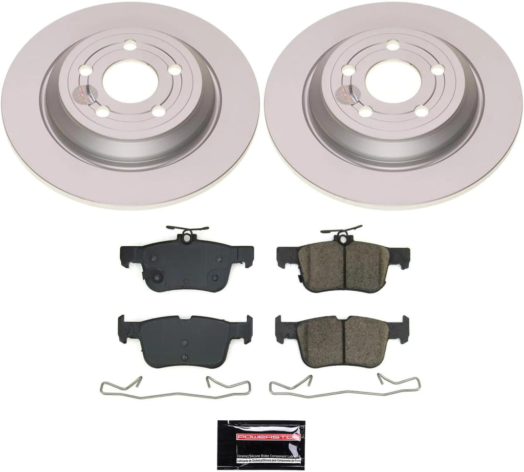 PowerStop Rear Brake Kit for Ford Maverick 2022-24 - Fully-Coated Disc Rotors with Z17 Ceramic Brake Pads Replacement, CRK8933